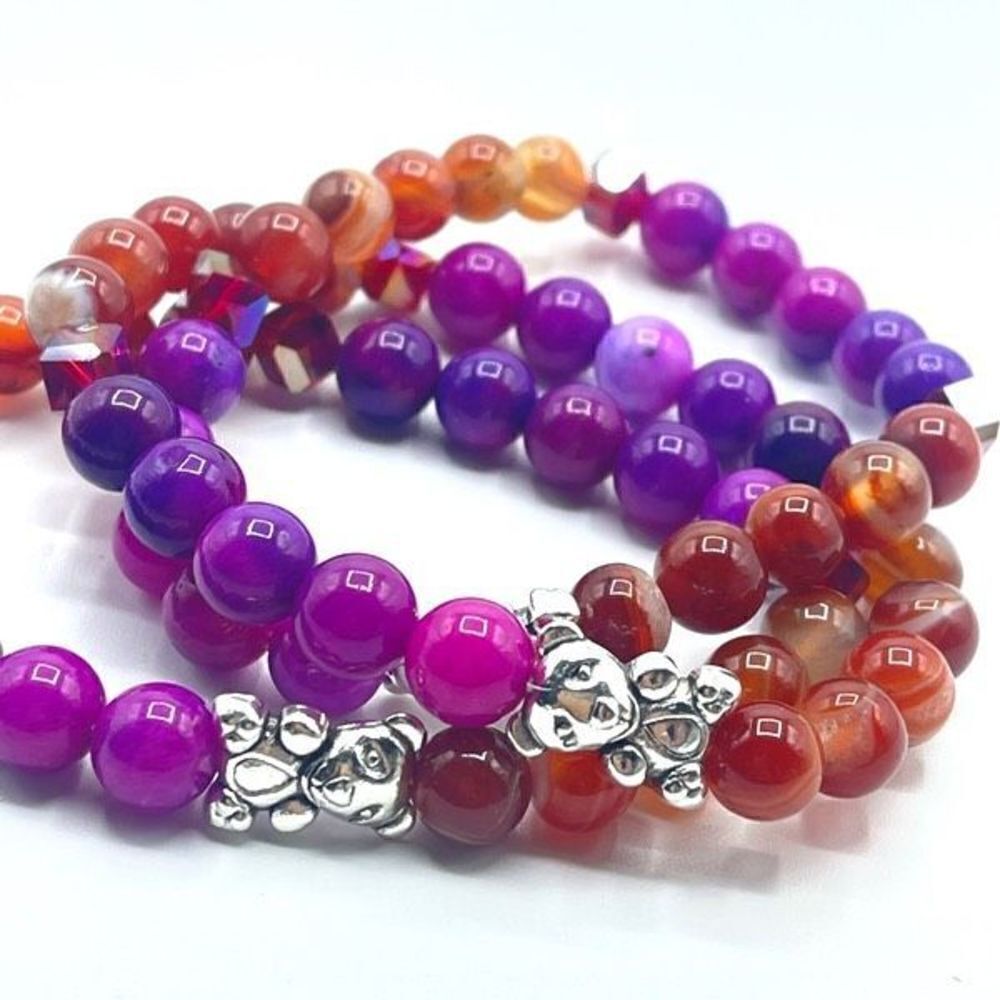 Crystal beaded stretch bracelet ONE NEW sugalite carnelian reiki meditation yoga